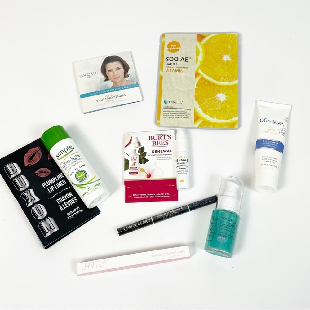 10 Piece New Beauty Makeup Skincare Deluxe Sample Lot Elysee Buxom Laritzy